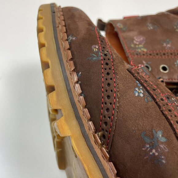 Roccia Women's Lace Up Combat Boots size 6.5 Italian Leather with Flowers EU 37 - Picture 5 of 16